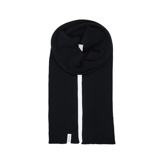 Black recycled cotton rib knit scarf